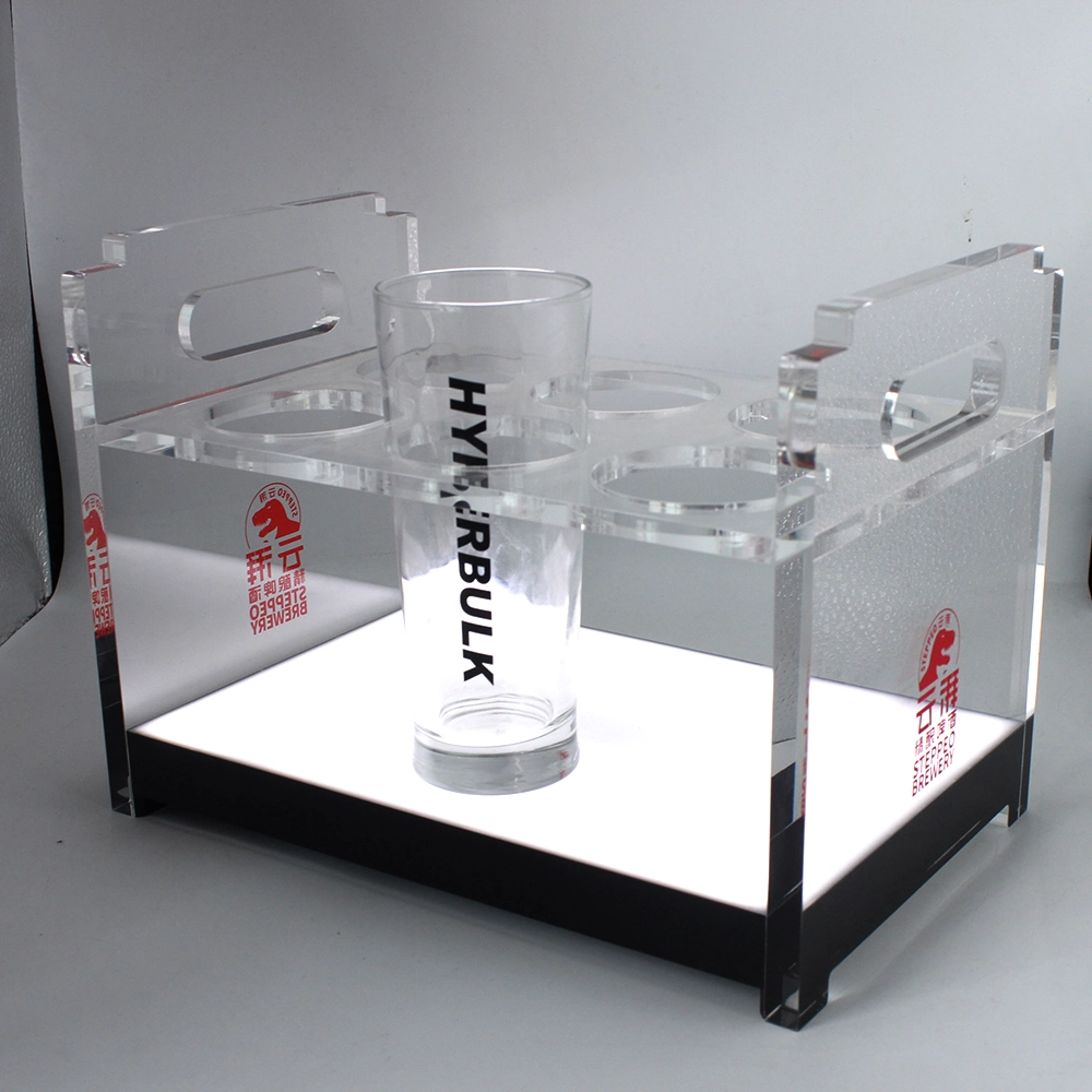 High Quality Double Transparent Acrylic Cup Holder Wine Display Holder for Bars