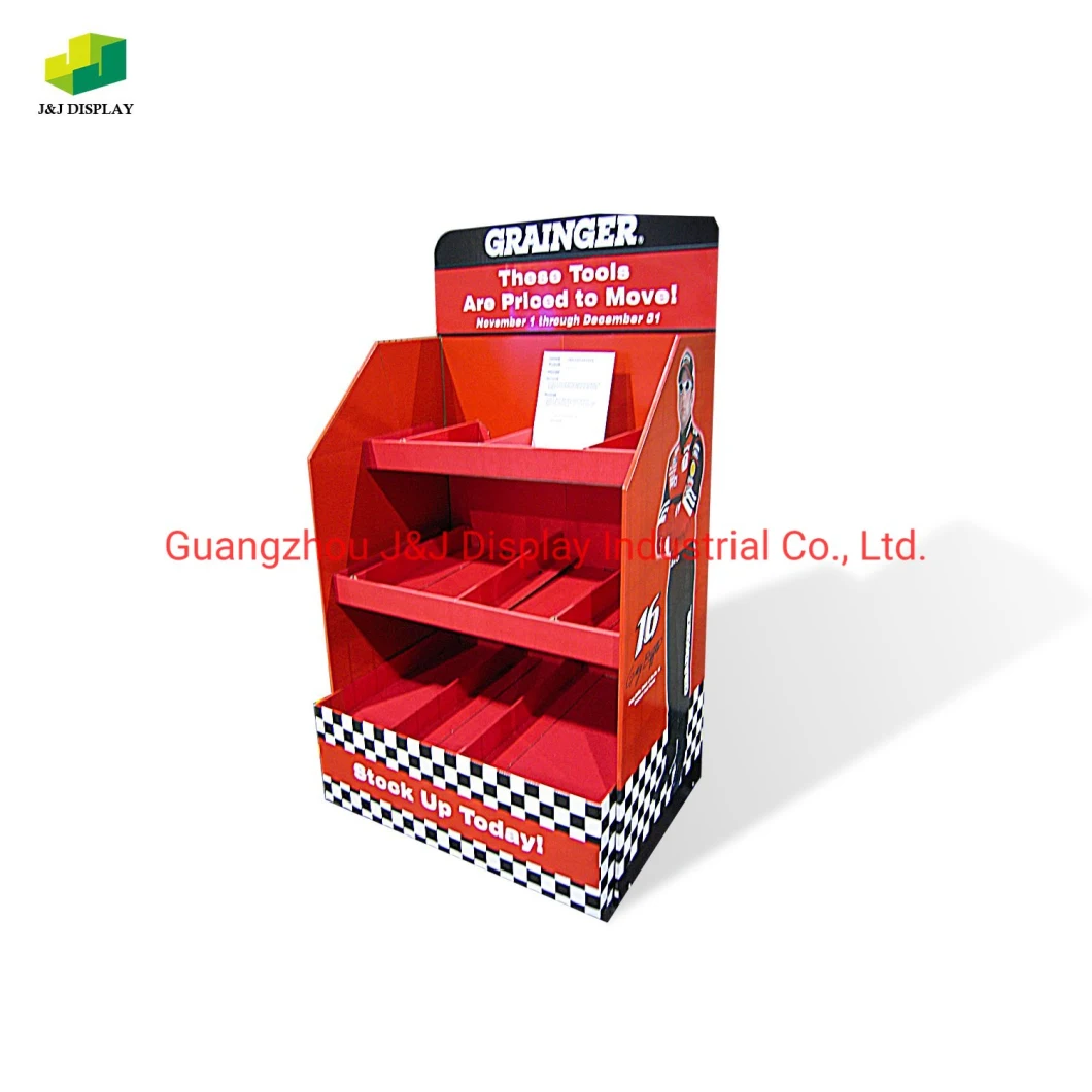 Pop up Cardboard Paper Corrugated Storage Supermarket Store Wine Retail Carton Floor Display Stand Shelf Rack