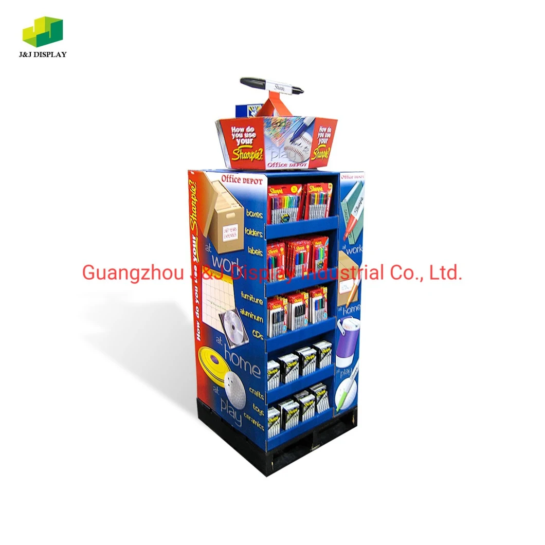 Pop up Cardboard Paper Corrugated Storage Supermarket Store Wine Retail Carton Floor Display Stand Shelf Rack