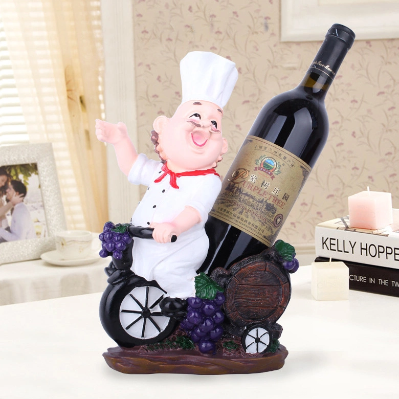 Resin Chef Wine Bottle Holder Display Tabletop Figurine